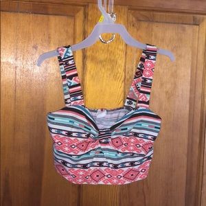 pink and blue crop top size medium